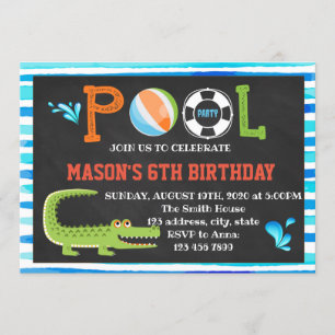 Uitnodiging voor Alligator-poolverjaardag