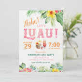 Uitnodiging voor Aloha Hawaiaans Luau Feest (Staand voorkant)