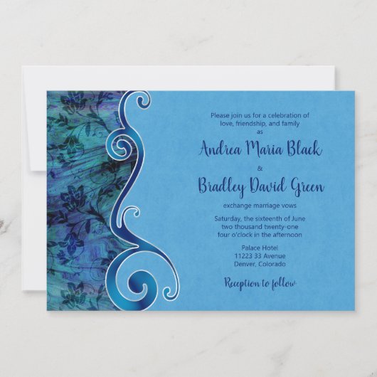  uitnodiging voor Aqua Blue Wedding (Voorkant)