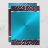 Uitnodiging voor Aqua- en Plum- en Silver Holiday  (Voorkant / Achterkant)