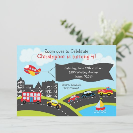 Uitnodiging voor auto's en vrachtwagens van Birthd (Staand voorkant)