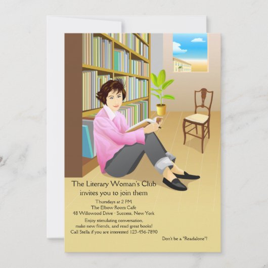 Uitnodiging voor Avid Reader Book Club (Voorkant)