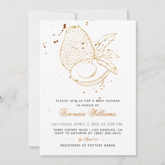 Uitnodiging voor avocado-Baby shower (Voorkant)