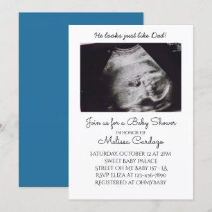 Uitnodiging voor baby boy foto echografie baby sho
