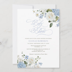 Uitnodiging voor Baby in Bloom Blauwe Hortensia Ba