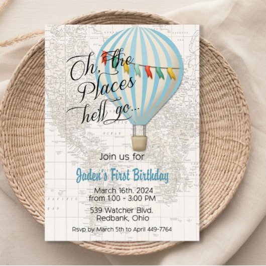 Uitnodiging voor baby jongen shower met hete lucht