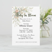 Uitnodiging voor baby shower 'Baby in Bloom'