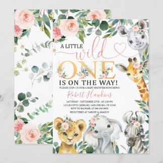 Uitnodiging voor Baby shower Editable Girl Safari