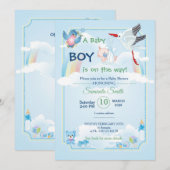 Uitnodiging voor baby shower, het is een jongen (Voorkant / Achterkant)