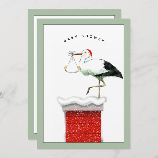 Uitnodiging voor Baby shower in december (Voorkant / Achterkant)