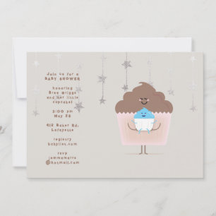 Uitnodiging voor baby shower met cupcake voor mama