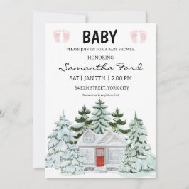 Uitnodiging voor Baby shower met een winterthema