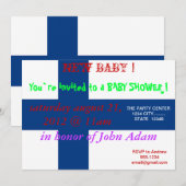 Uitnodiging voor baby shower met Finse vlag (Voorkant / Achterkant)