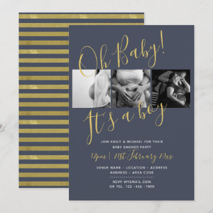 Uitnodiging voor baby shower met fotocollage in mi