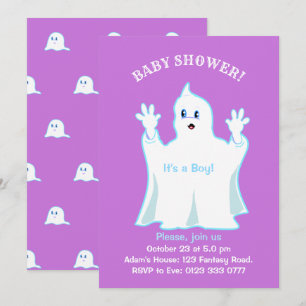 Uitnodiging voor baby shower met leuk spookje