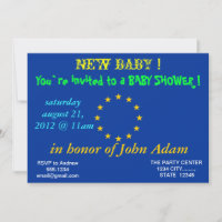 Uitnodiging voor baby shower met vlag van de Europ