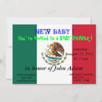 Uitnodiging voor baby shower met vlag van Mexico