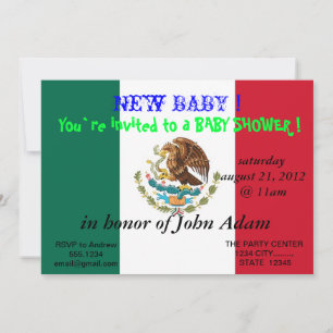 Uitnodiging voor baby shower met vlag van Mexico