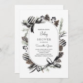 Uitnodiging voor Baby shower met zwarte kerst (Voorkant / Achterkant)