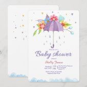 Uitnodiging voor baby shower onder de paraplu (Voorkant / Achterkant)