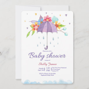 Uitnodiging voor baby shower onder de paraplu