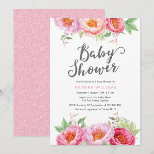 uitnodiging voor baby shower Peony waterverf