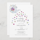 Uitnodiging voor baby shower theepartij (Voorkant / Achterkant)