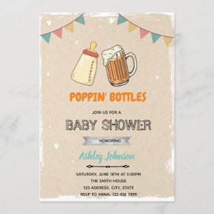 Uitnodiging voor baby shower thema fles openen