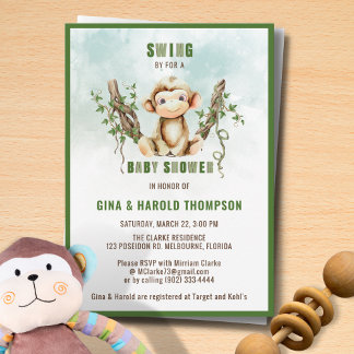 Uitnodiging voor Baby shower van apen