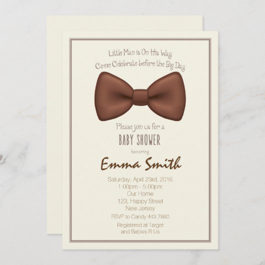 Uitnodiging voor Baby shower van kleine Mannen (Voorkant / Achterkant)