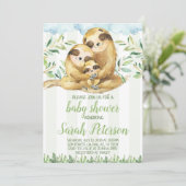 Uitnodiging voor Baby shower van Luiaard (Staand voorkant)