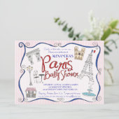 Uitnodiging voor Baby shower van Parijs (Staand voorkant)