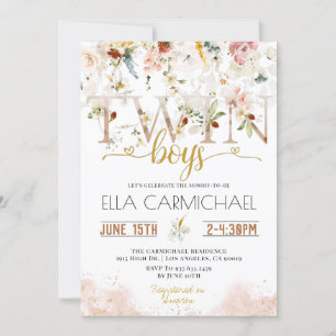 Uitnodiging voor Baby shower van Tuin Twins Boys