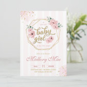 Uitnodiging voor baby shower voor babymeisje (Staand voorkant)