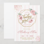 Uitnodiging voor baby shower voor babymeisje (Voorkant / Achterkant)