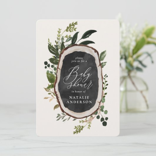 Uitnodiging voor baby shower voor bijtende krijt + (Staand voorkant)