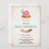 Uitnodiging voor baby sprinkle feestje met cupcake (Voorkant)