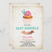 Uitnodiging voor baby sprinkle feestje met cupcake (Voorkant / Achterkant)