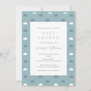 Uitnodiging voor babyborrel Blue Clouds Boy
