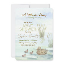 Uitnodiging voor babyborrel met eend & eendjes