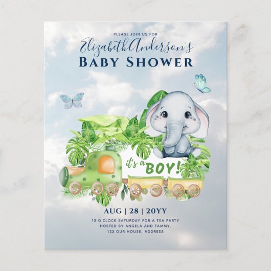 Uitnodiging voor babyborrel met waterverf voor jon (Voorkant)