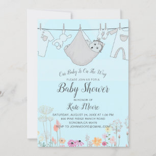 Uitnodiging voor babyborrel voor jongen Baby bun