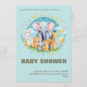 Uitnodiging voor babyborrel voor jongetje met cart