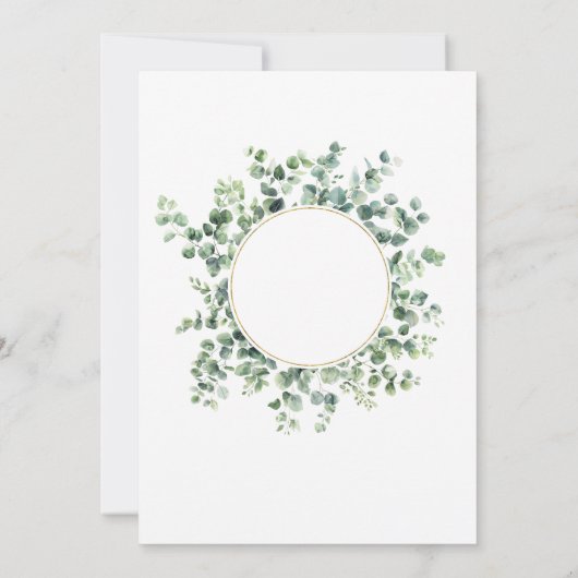 Uitnodiging voor babyfeest, Eucalyptus groen thema (Achterkant)