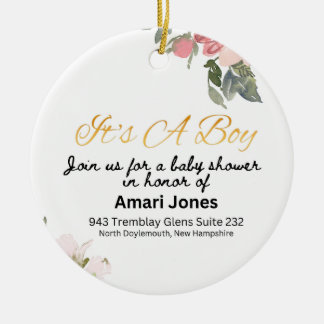 Uitnodiging voor babyfeest keramisch ornament