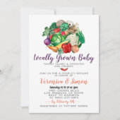 Uitnodiging voor babyfeest op de boerenmarkt (Voorkant)