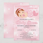 Uitnodiging voor babyfeest voor roodharig meisje  (Voorkant / Achterkant)