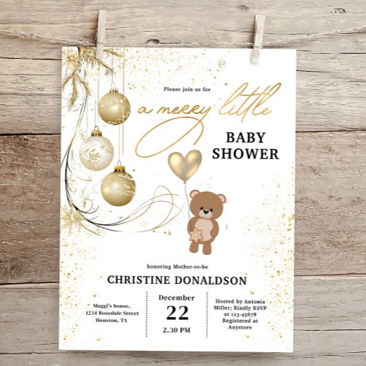 Uitnodiging voor babyfeestje met kerstbudget in go