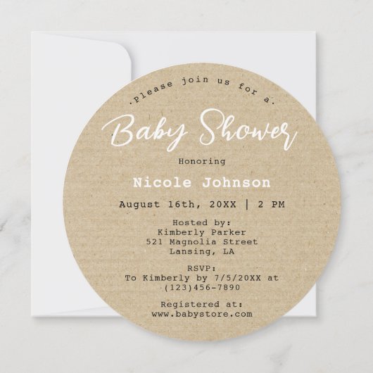 Uitnodiging voor babyfeestje 'Pizza Neutral Slice  (Achterkant)