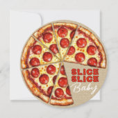 Uitnodiging voor babyfeestje 'Pizza Neutral Slice  (Voorkant)